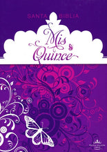 Cargar imagen en el visor de la galería, BIBLIA RV60 MIS QUINCE- AMETHYST SHADES BUTTERFLY- SIMIL PIEL