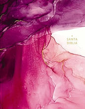 Cargar imagen en el visor de la galería, NUEVA BIBLIA DE LAS AMÉRICAS- EDICIÓN ARTÍSTICA ILUSTRADA TAPA DURA TELA ROSADO- PALABRAS DE JESÚS EN ROJO