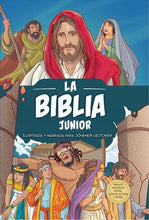 Cargar imagen en el visor de la galería, LA BIBLIA JUNIOR- ILUSTRADA Y NARRADA PARA JÓVENES LECTORES INCLUYE SECCIÓN DE AYUDA, GUÍA DE LECTURAS Y NOTAS