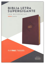 Cargar imagen en el visor de la galería, BIBLIA REINA VALERA 1960 MARRÓN PIEL FABRICADA LETRA SUPERGIGANTE