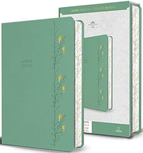 Cargar imagen en el visor de la galería, RV60 BIBLIA LETRA GIGANTE, SIMIL PIEL VERDE CON PÁJAROS CANTOS PINTADOS