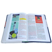 Cargar imagen en el visor de la galería, BIBLIA REINA VALERA 1960 PARA NIÑOS EXPLORADORES AZUL CÓSMICO SIMIL PIEL