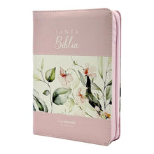 Cargar imagen en el visor de la galería, RV1960 SANTA BIBLIA REINA VALERA- BOHO ROSA ÍNDICE Y ZIPPER