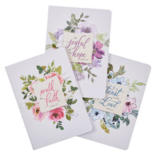 Cargar imagen en el visor de la galería, NOTEBOOK SET 3PC JOYFUL IN HOPE LILAC WATERCOLOR LARGE- ROMANS 12:12