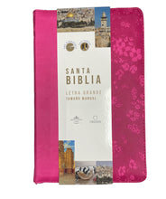 Cargar imagen en el visor de la galería, RV60 BIBLIA LETRA GRANDE- SIMIL PIEL FUCSIA CREMALLERA, ÍNDICE TAMAÑO MANUAL PIEL FUCSIA