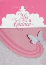Cargar imagen en el visor de la galería, BIBLIA MI SANTA BIBLIA MIS QUINCE- REINA VALERA 1960 ROSA Y BLANCO SIMIL PIEL