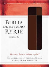 Cargar imagen en el visor de la galería, RV 1960 BIBLIA DE ESTUDIO RYRIE DUO TONO MARRÓN AMPLIADA