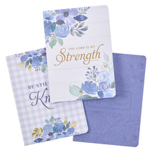 Cargar imagen en el visor de la galería, STRENGTH BLUE FLORAL LARGE NOTEBOOK SET- PSALM 28:7