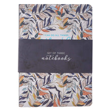 Cargar imagen en el visor de la galería, THROUGH CHRIST NAVY FLORAL LARGE NOTEBOOK SET- PHILIPPIANS 4:13