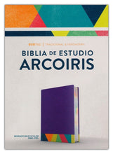 Cargar imagen en el visor de la galería, RVR1960 BIBLIA DE ESTUDIO ARCOIRIS- MORADO SIMIL PIEL
