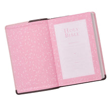 Cargar imagen en el visor de la galería, KJV BIBLE BROWN PINK FAUX LEATHER DELUXE GIFT BIBLE RED LETTER EDITION RIBBON MARKER