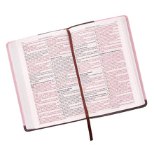 Cargar imagen en el visor de la galería, KJV BIBLE BROWN PINK FAUX LEATHER DELUXE GIFT BIBLE RED LETTER EDITION RIBBON MARKER