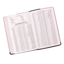 Cargar imagen en el visor de la galería, KJV BIBLE BROWN PINK FAUX LEATHER DELUXE GIFT BIBLE RED LETTER EDITION RIBBON MARKER