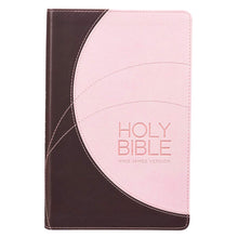 Cargar imagen en el visor de la galería, KJV BIBLE BROWN PINK FAUX LEATHER DELUXE GIFT BIBLE RED LETTER EDITION RIBBON MARKER