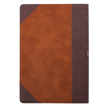 Cargar imagen en el visor de la galería, KJV BIBLE THINLINE LARGE PRINT TWO TONE BROWN FAUX LEATHER X-RIBBON MARKER RED LETTER