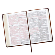 Cargar imagen en el visor de la galería, KJV BIBLE THINLINE LARGE PRINT TWO TONE BROWN FAUX LEATHER X-RIBBON MARKER RED LETTER