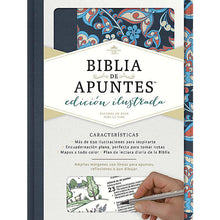 Cargar imagen en el visor de la galería, RVR1960 BIBLIA DE APUNTES EDICIÓN ILUSTRADA- TELA EN AZUL