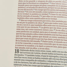Cargar imagen en el visor de la galería, RVR 1960 BIBLIA DE APUNTES- PIEL FABRICADA Y MOSAICO CREMA Y AZUL LETRA GRANDE