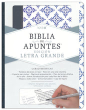 Cargar imagen en el visor de la galería, NVI BIBLIA DE APUNTES- BLANCO Y AZUL SIMIL PIEL