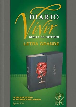 NUEVA TRADUCCIÓN VIVIENTE DIARIO VIVIR- BIBLIA DE ESTUDIO LETRA GRANDE TAPA DURA DE TELA GRIS LETRA ROJA