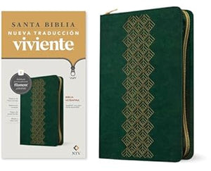 BIBLIA ULTRAFINA NUEVA TRADUCCIÓN VIVIENTE CON ZIPPER- CON FILAMENT SENTI PIEL VERDE ESMERALDA