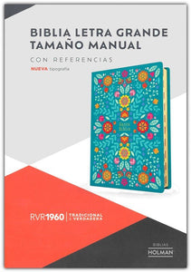 RVR 1960 BIBLIA LETRA GRANDE TAMAÑO MANUAL FLOREADA SIMIL PIEL