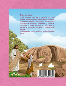 BIBLIA REINA VALERA 2020 PARA NIÑAS Y/O NIÑOS TAPA DURA ROSA O AZUL  LETRA GRANDE