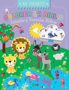 COLOREA LA BIBLIA- ANIMALES Y VERSÍCULOS BÍBLICOS CON PEGATINAS