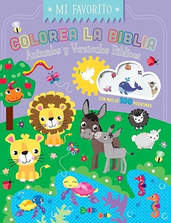 COLOREA LA BIBLIA- ANIMALES Y VERSÍCULOS BÍBLICOS CON PEGATINAS