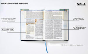 BIBLIA NUEVA BIBLIA LAS AMÉRICAS CRONOLÓGICA DE ESTUDIO- TAPA DURA INTERIOR A CUATRO COLORES