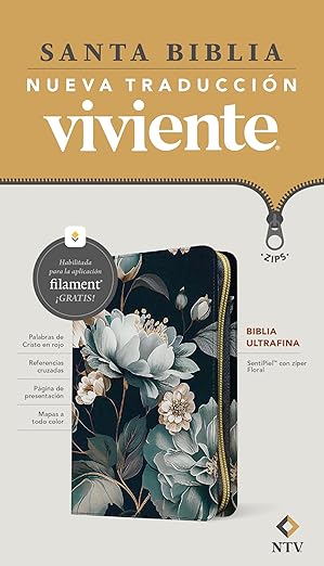 BIBLIA ULTRAFINA NUEVA TRADUCCIÓN VIVIENTE CON ZIPPER CON FILAMENT- FLORAL