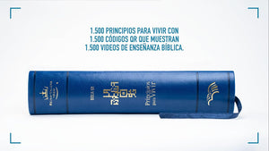 BIBLIA REINA VALERA 1960 QR- PRINCIPIOS PARA VIVIR- SIMIL PIEL AZUL