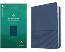 Cargar imagen en el visor de la galería, BIBLIA NUEVA TRADUCCIÓN VIVIENTE DE ESTUDIO DIARIO VIVIR PARA JÓVENES- SENTI PIEL AZUL
