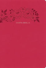 Cargar imagen en el visor de la galería, BIBLIA REINA VALERA 1960 FLORES PIEL ROSADA FABRICADA LETRA SUPER GIGANTE CON REFERENCIAS
