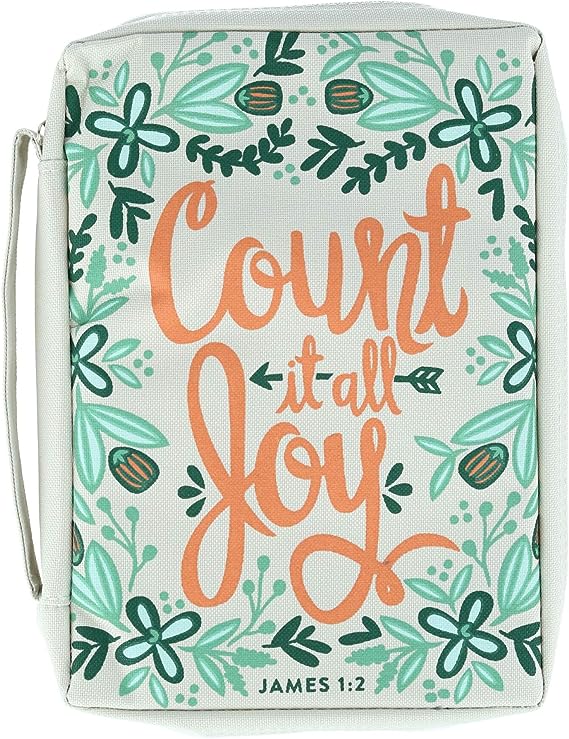 BIBLE COVER COUNT IT ALL JOY- CARRY HANDLE AND FONT POCKET