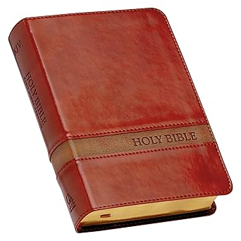 KJB BIBLE COMPACT FAUX LEATHER BROWN TWO TONE  MEDIUM  RED LETTER EDITION