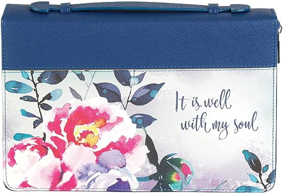 BIBLE COVER IT IS WELL BLUE FLORAL