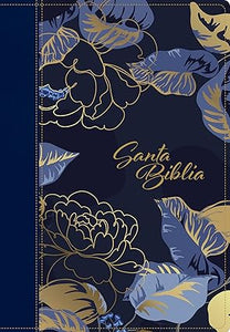 BIBLIA MANUAL NUEVA TRADUCCIÓN VIVIENTE- LETRA GRANDE CON FILAMENT AZUL OSCURO FLORES