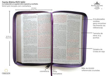 Cargar imagen en el visor de la galería, RVR60 BIBLIA TAMAÑO GRANDE LETRA GRANDE PIEL MORADA CON CREMALLERA
