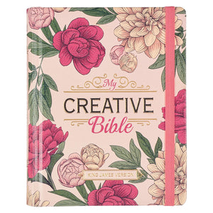 MY CREATIVE BIBLE KING JAMES VERSION- ROSE PINK FLORAL FAUX LEATHER HARDCOVER KJV