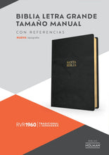 Cargar imagen en el visor de la galería, BIBLIA REINA VALERA 1960- NEGRA PIEL FABRICADA TAMAÑO MANUAL LETRA GRANDE
