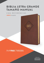 Cargar imagen en el visor de la galería, BIBLIA REINA VALERA 1960- CAFÉ PIEL FABRICADA TAMAÑO MANUAL LETRA GRANDE
