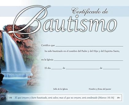CERTIFICADO DE BAUTISMO- PAQUETE DE 20 UNIDADES