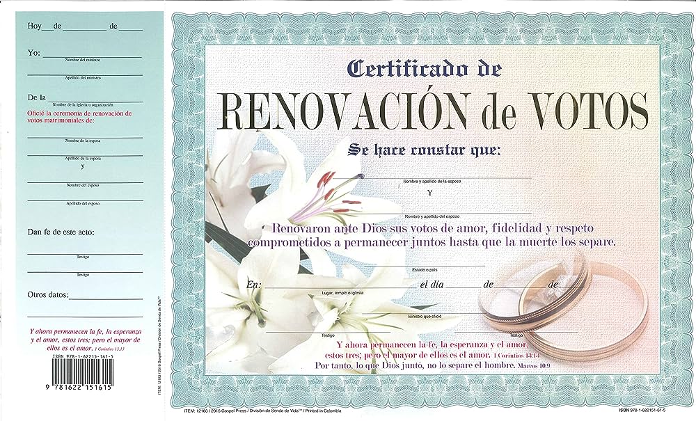 CERTIFICADO DE RENOVACIÓN DE VOTOS