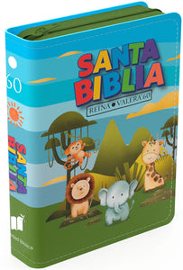 BIBLIA RVR60 COMPACTA PARA NIÑOS ANIMALES VINILO CON CIERRE