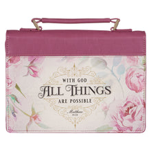 Cargar imagen en el visor de la galería, BIBLE COVER PINK CREAM ALL THINGS ARE POSSIBLE MAT 19:26
