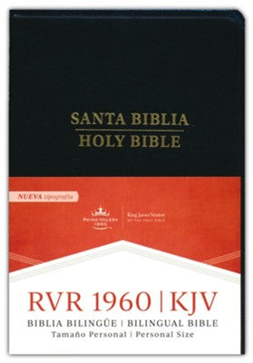 BIBLIA REINA VALERA 1960 & KING JAMES VERSION BILINGUE- TAMAÑO PERSONAL NEGRO IMITACIÓN PIEL