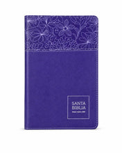Cargar imagen en el visor de la galería, RVR1960 BIBLIA  BIFLORAL LILA LETRA GRANDE 12 PTS PLATA CON ÍNDICE Y CANTO PLATEADO IMITACIÓN PIEL
