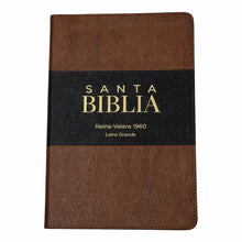 Cargar imagen en el visor de la galería, RVR1960 BIBLIA BICOLOR MARRÓN /NEGRO  LETRA GRANDE 12 PTS CON ÍNDICE Y CANTO DORADO IMITACIÓN PIEL TAPA DURA
