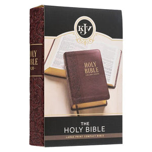 KJB BIBLE COMPACT LP FAUX LEATHER BROWN  MEDIUM  RED LETTER EDITION